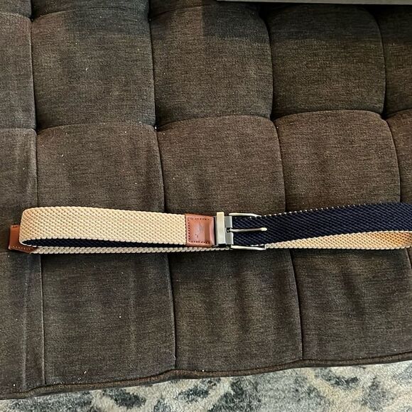 TOMMY BAHAMA Reversible 2 color Men’s Stretch Belt w/leather trim L/XL 38-42 - Picture 1 of 4